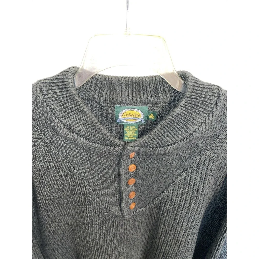 Cabela’s Mens Knit Sweater Size XL Green Dolman Sleeve Button Collar Comfort